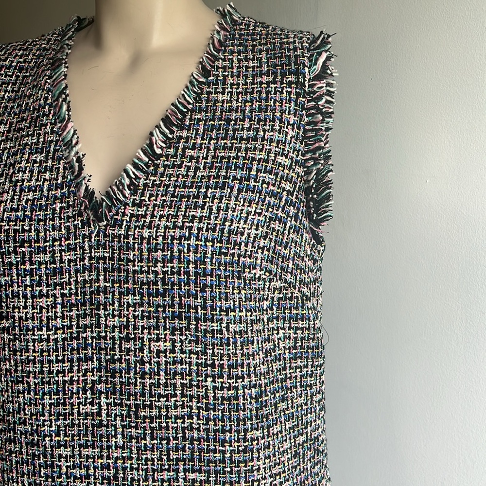 J. Crew Black and White Tweed Sleeveless Shift Dress - Picture 4 of 9